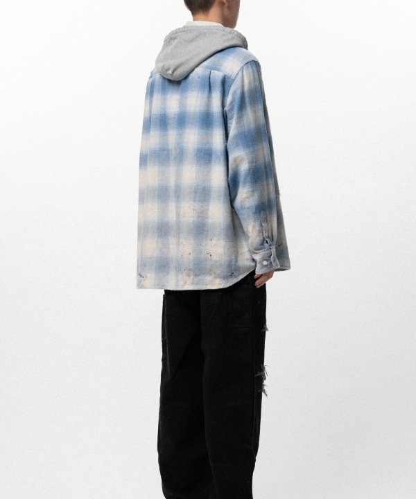 Distressed Hooded Checked Shirt
