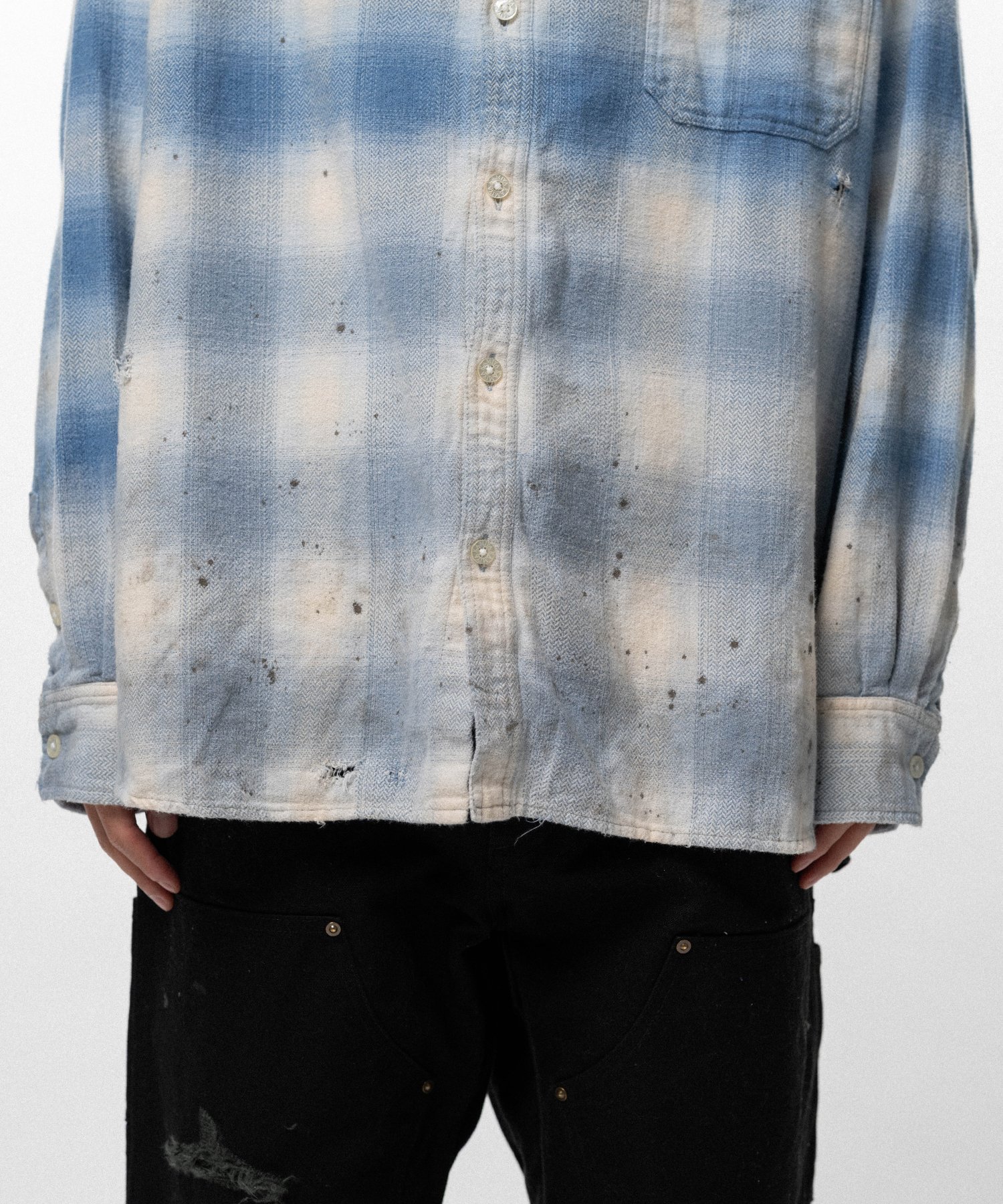 Distressed Hooded Checked Shirt