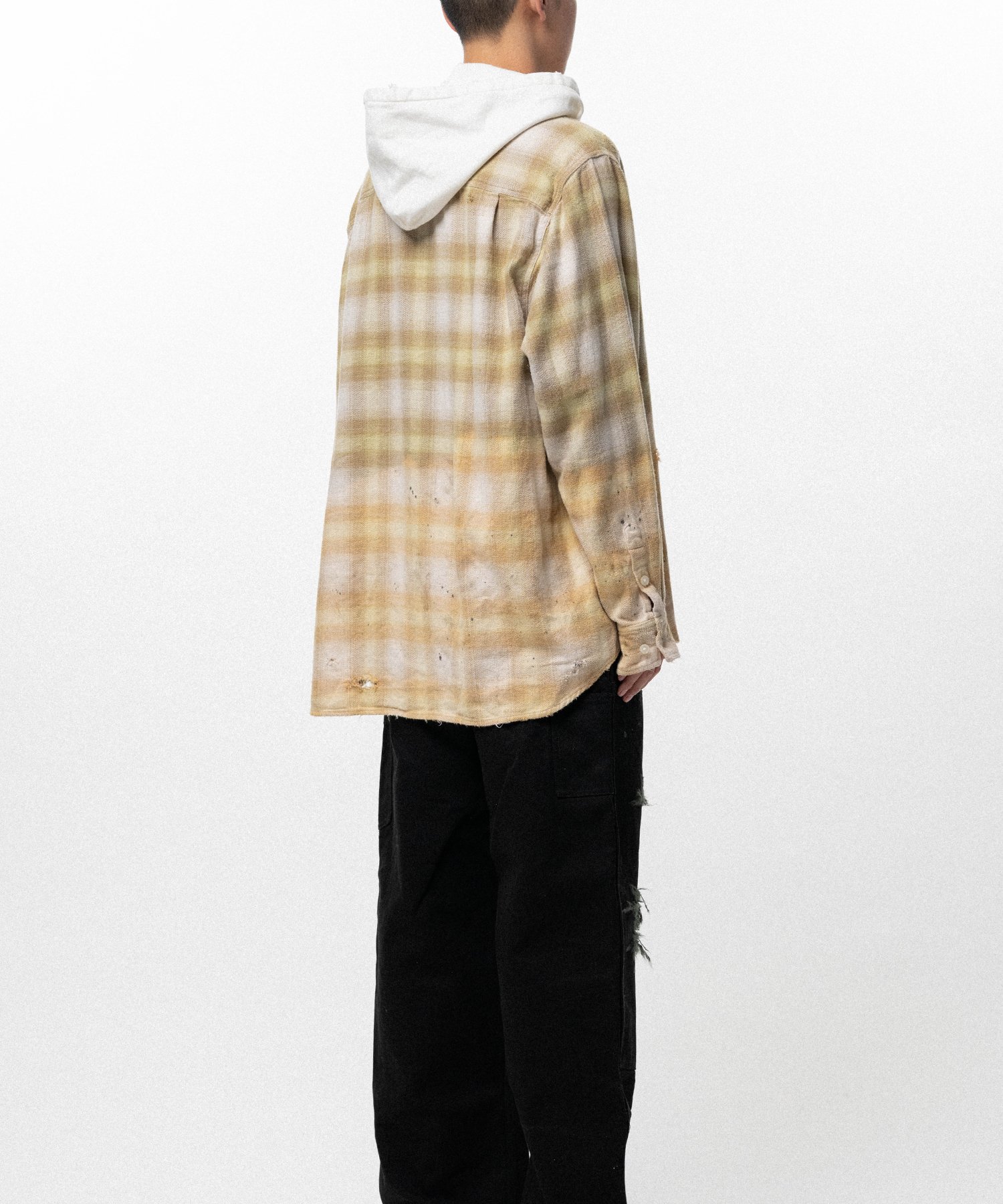 Distressed Hooded Checked Shirt