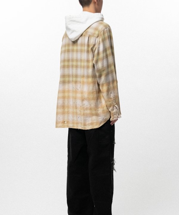 Distressed Hooded Checked Shirt