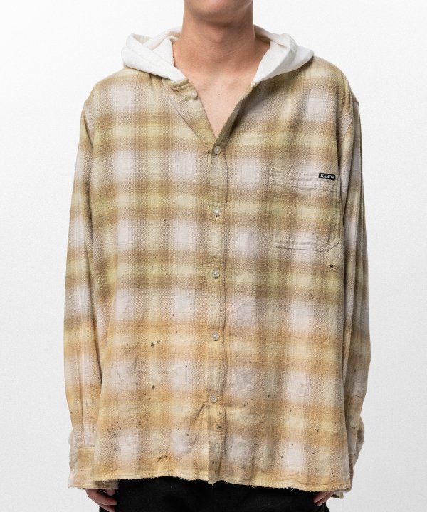 Distressed Hooded Checked Shirt