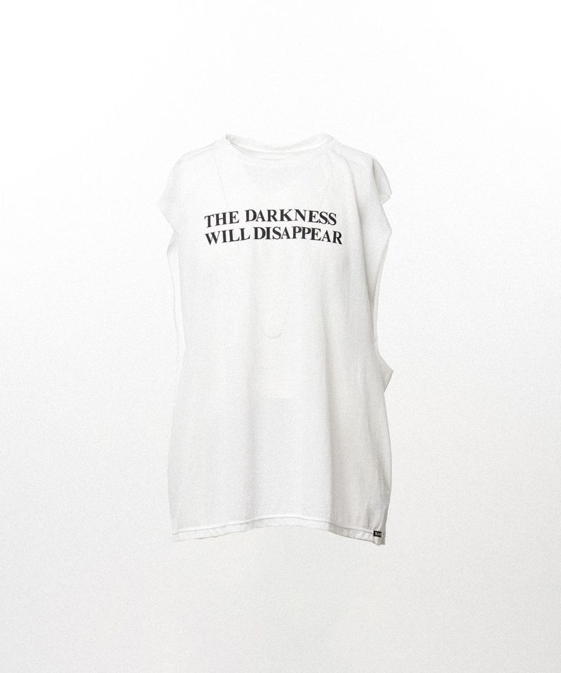 Typography Print Sheer Jersey Sleeveless T-shirt