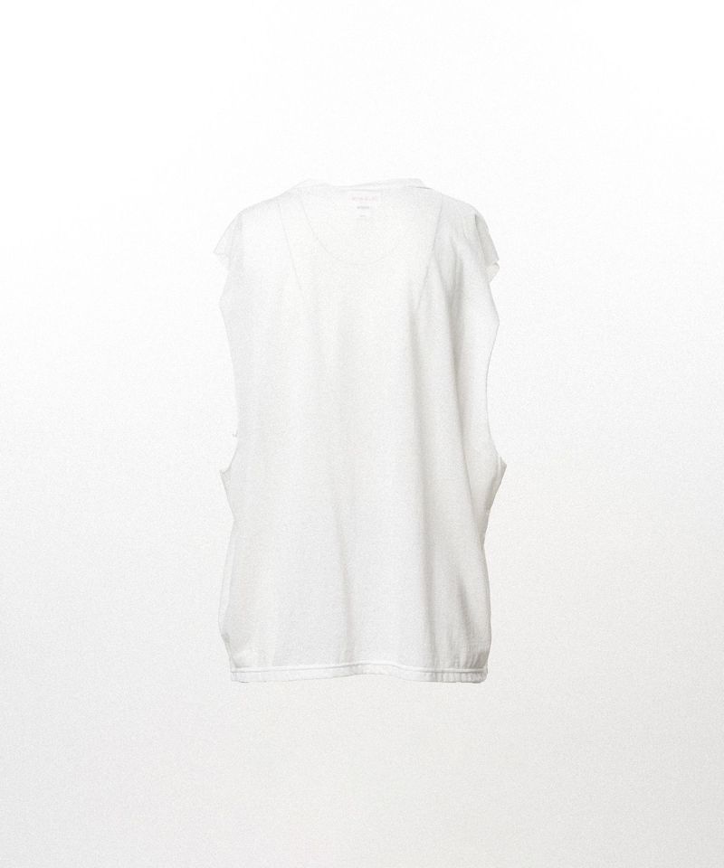 Typography Print Sheer Jersey Sleeveless T-shirt