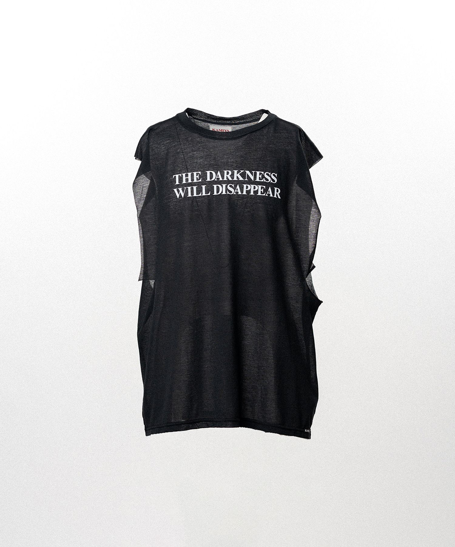 Typography Print Sheer Jersey Sleeveless T-shirt