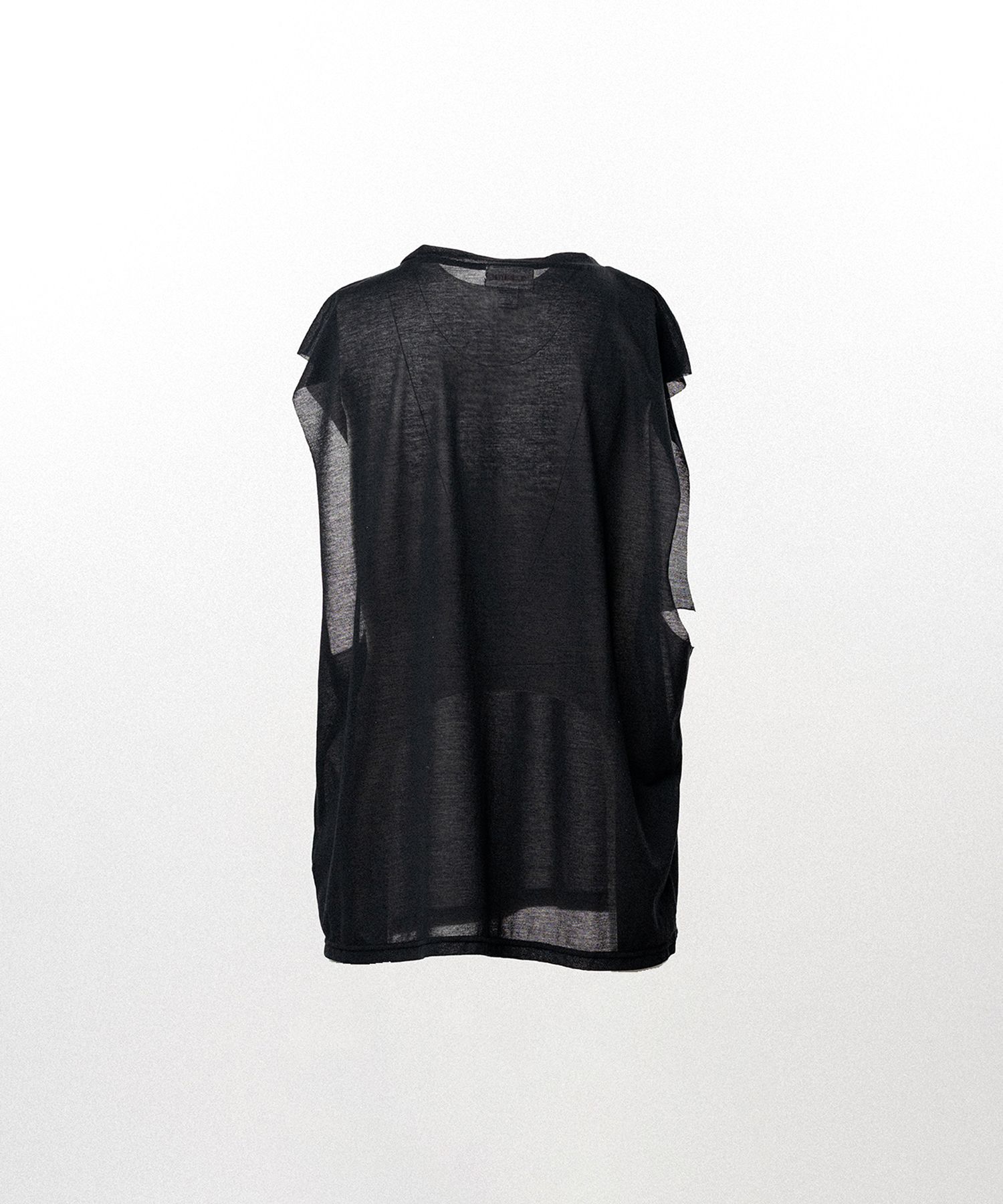 Typography Print Sheer Jersey Sleeveless T-shirt