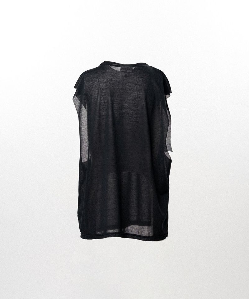 Typography Print Sheer Jersey Sleeveless T-shirt