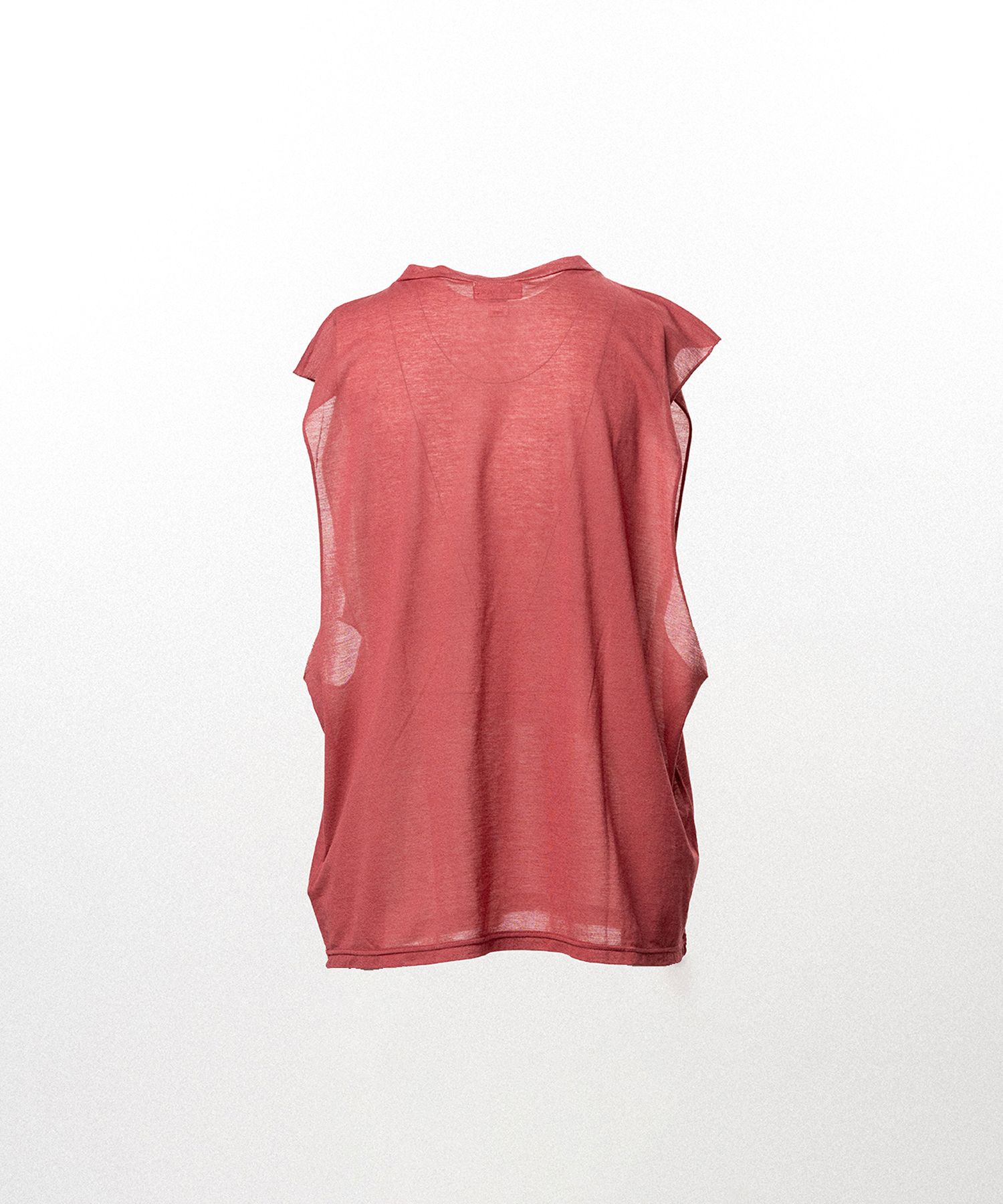 Typography Print Sheer Jersey Sleeveless T-shirt