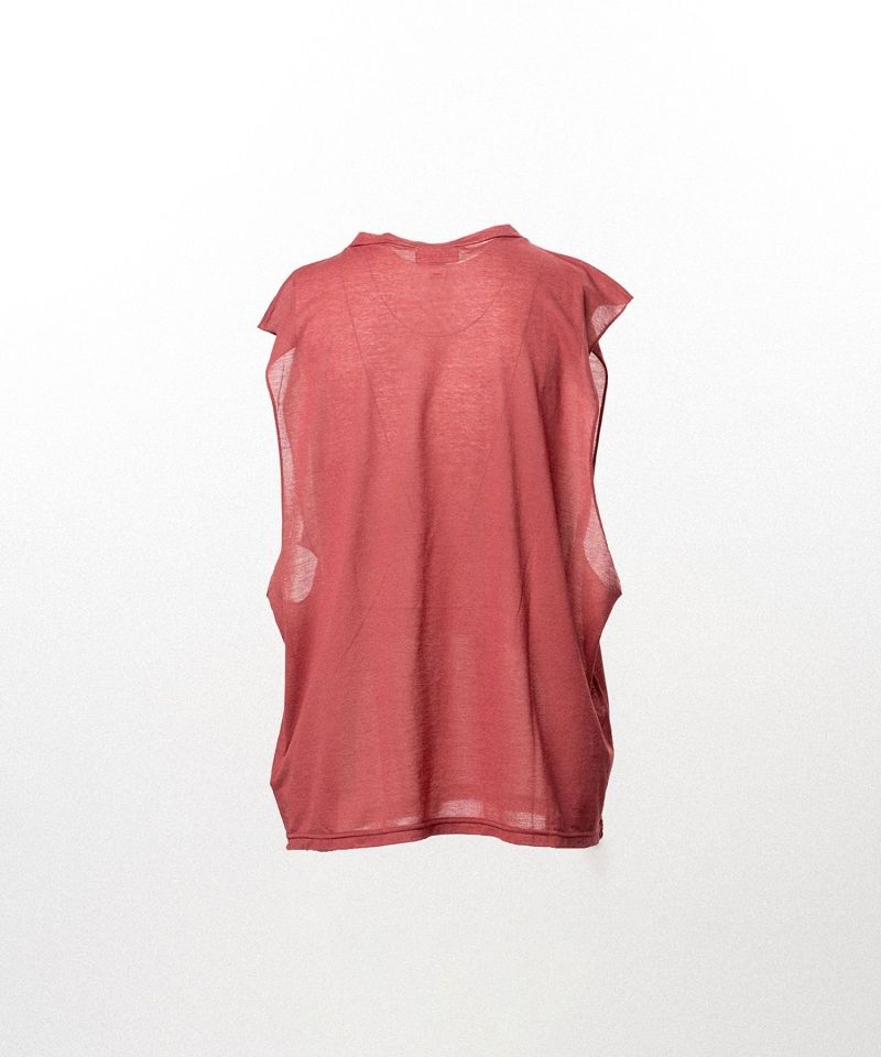 Typography Print Sheer Jersey Sleeveless T-shirt