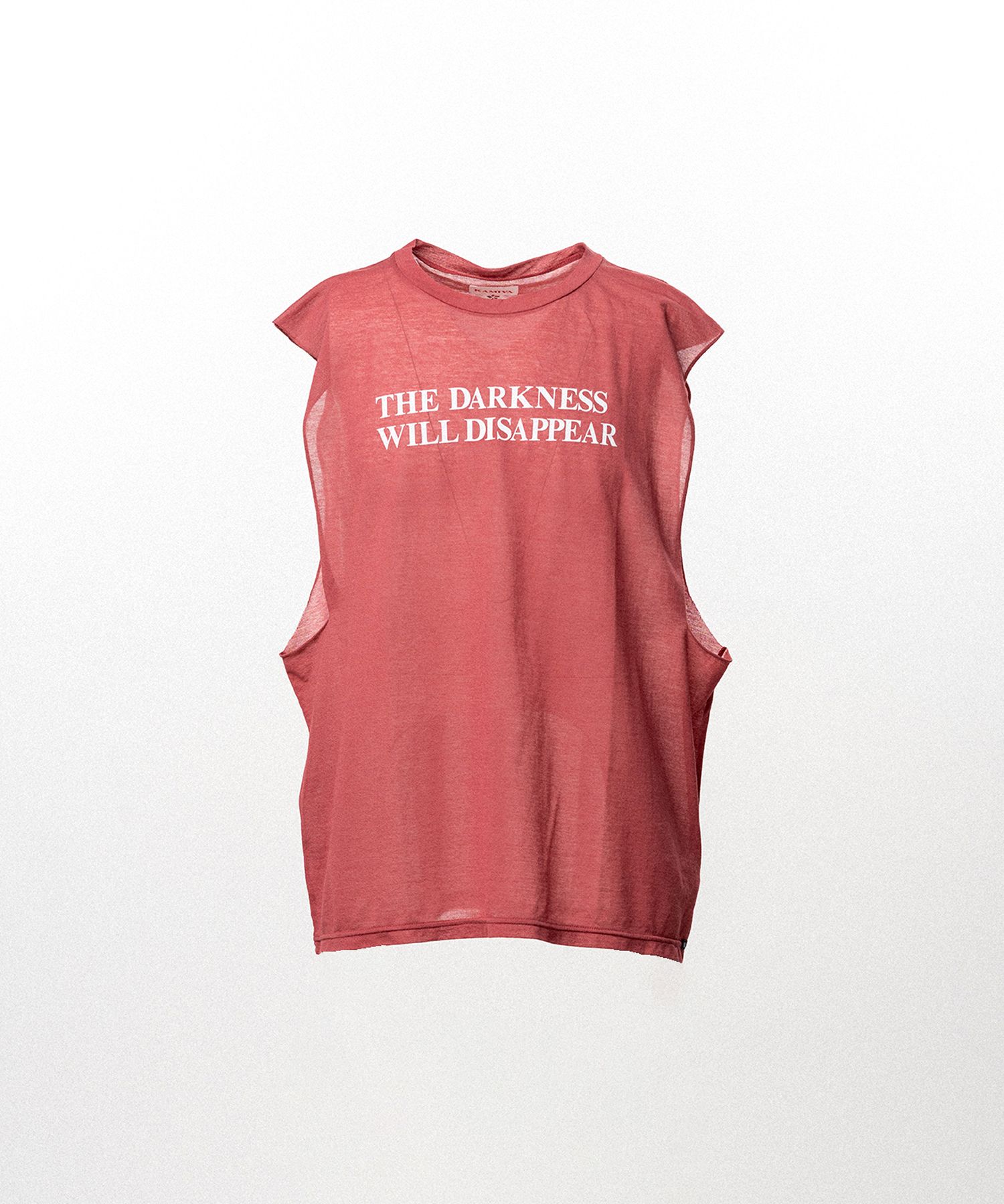 Typography Print Sheer Jersey Sleeveless T-shirt