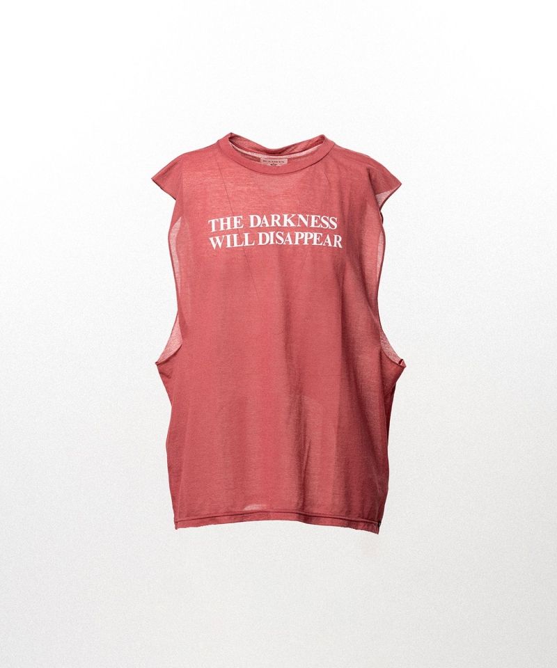 Typography Print Sheer Jersey Sleeveless T-shirt