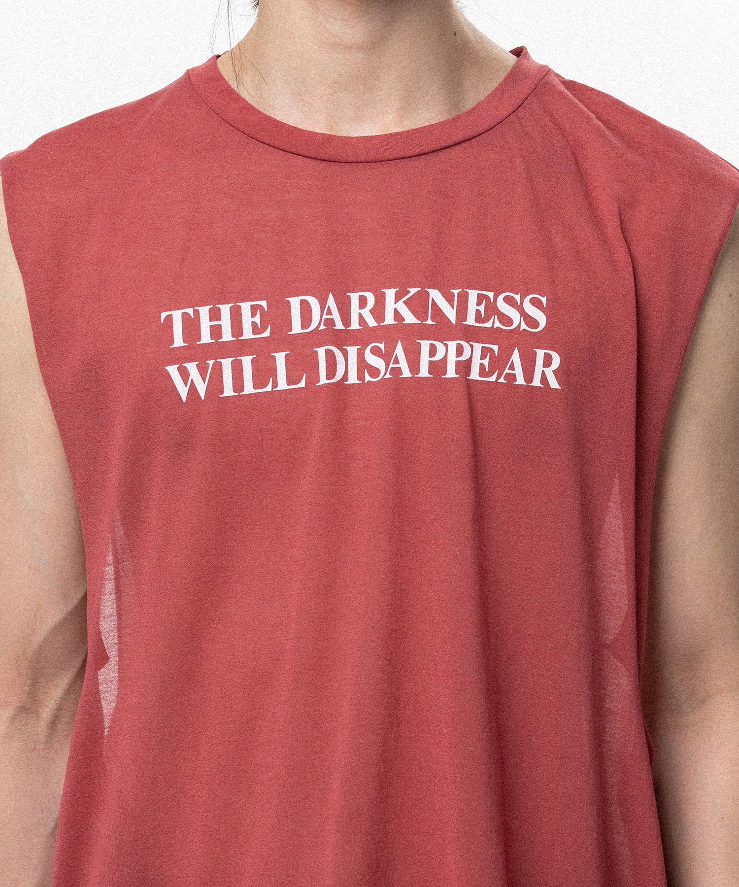 Typography Print Sheer Jersey Sleeveless T-shirt