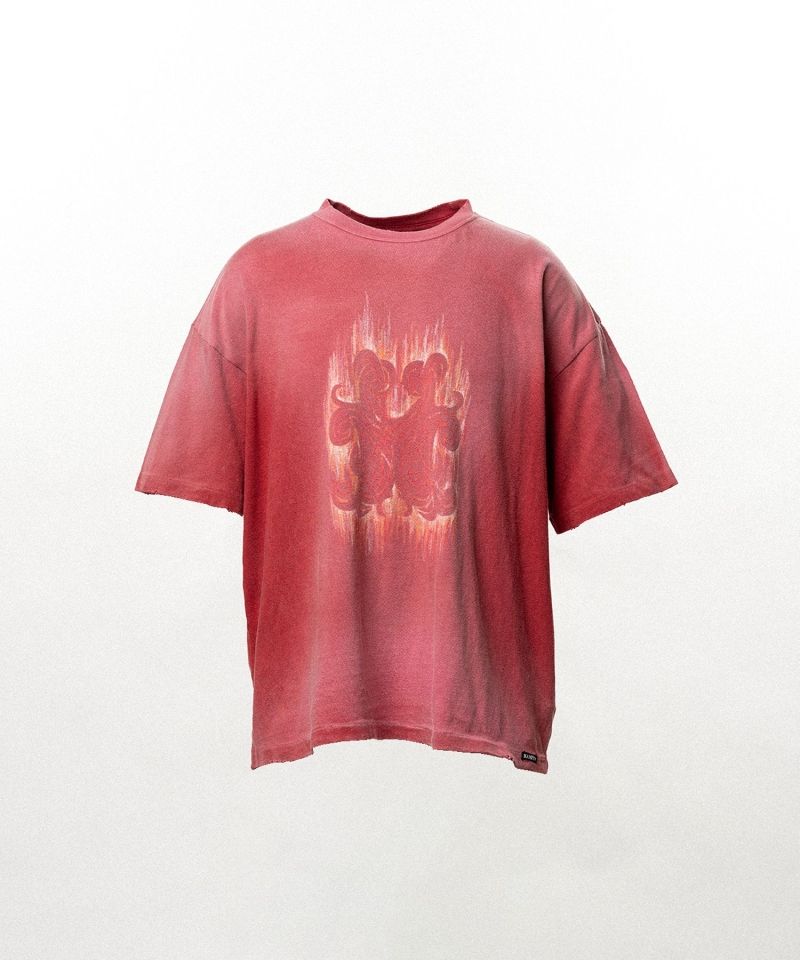 "CRAYON FLAME" Distressed T-shirt