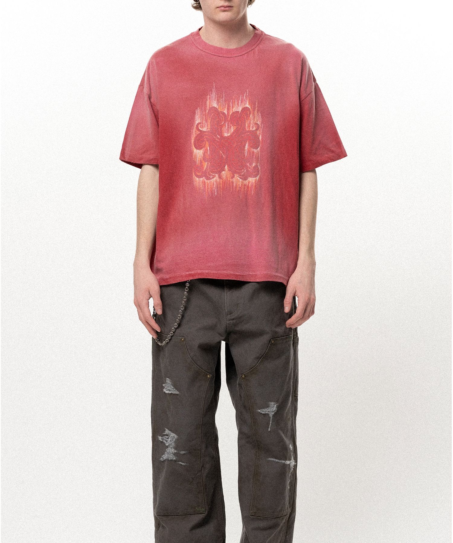 "CRAYON FLAME" Distressed T-shirt