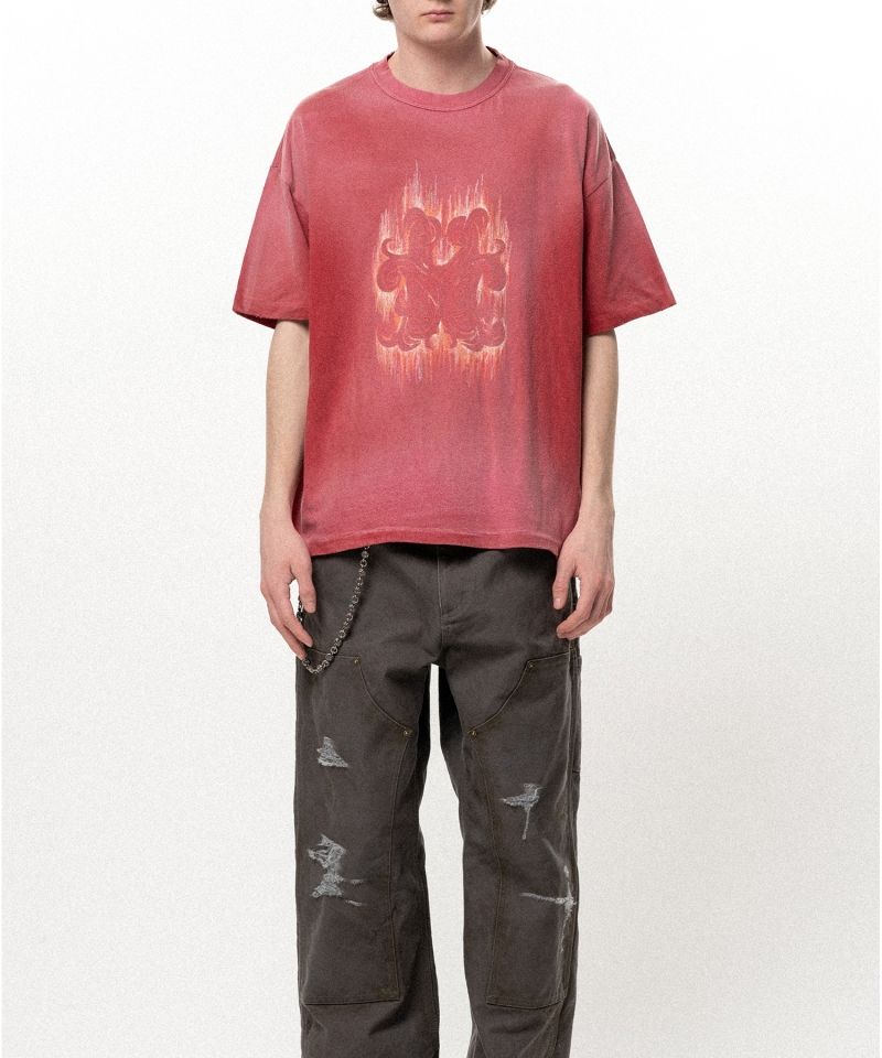 "CRAYON FLAME" Distressed T-shirt