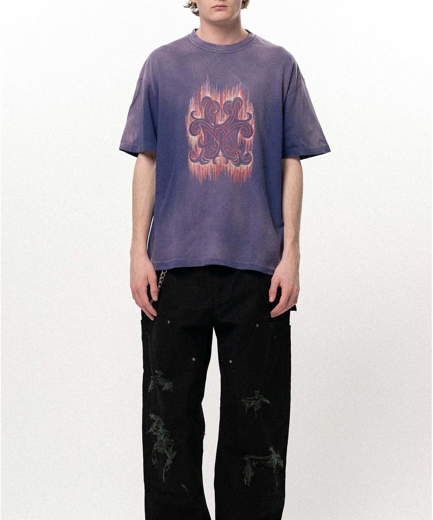 "CRAYON FLAME" Distressed T-shirt