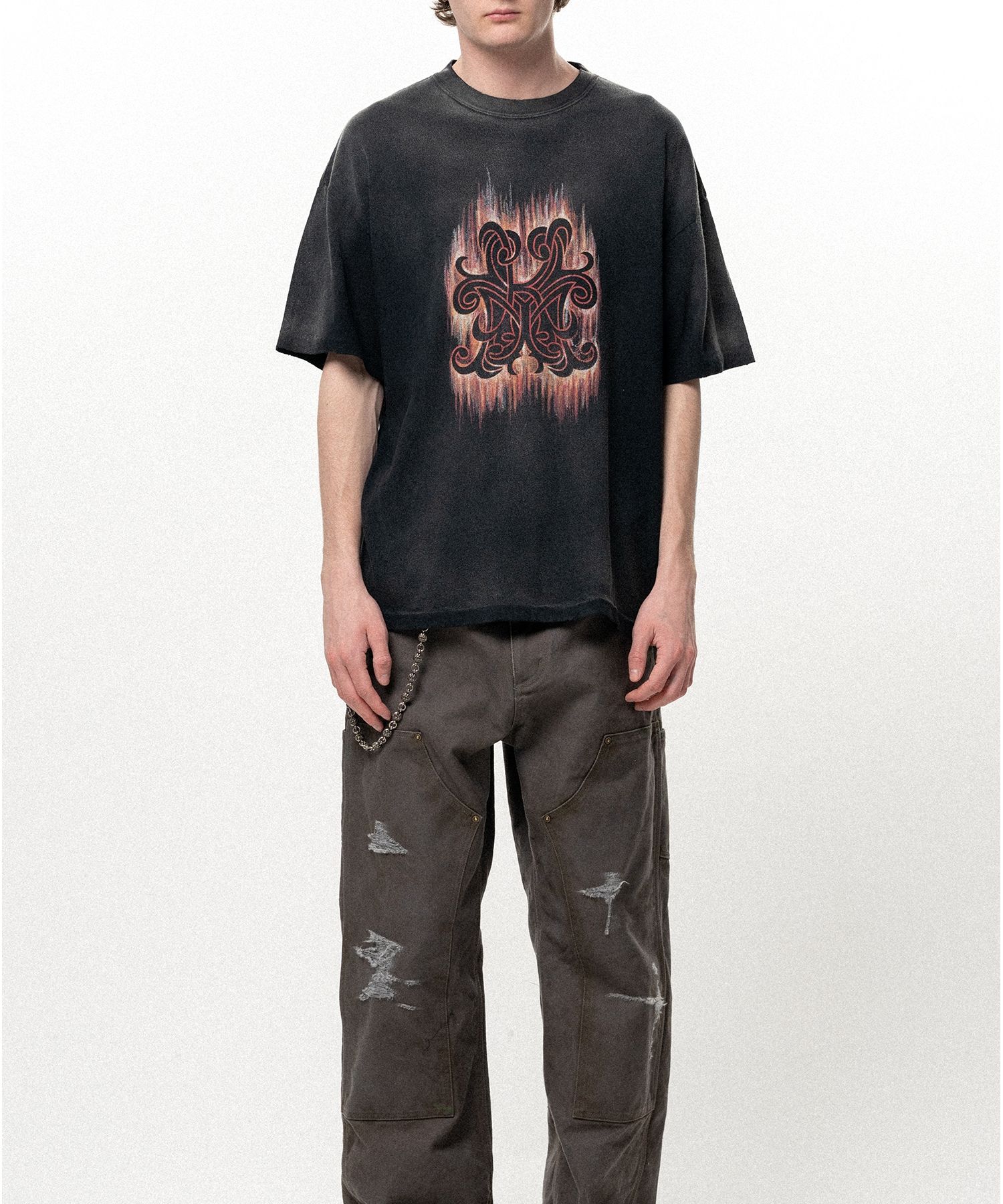 "CRAYON FLAME" Distressed T-shirt