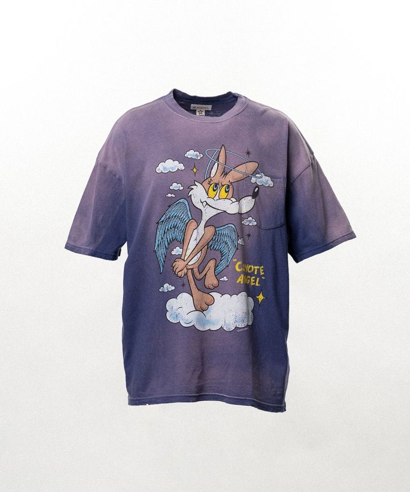 "COYOTE ANGEL" Distressed Pocket T-shirt