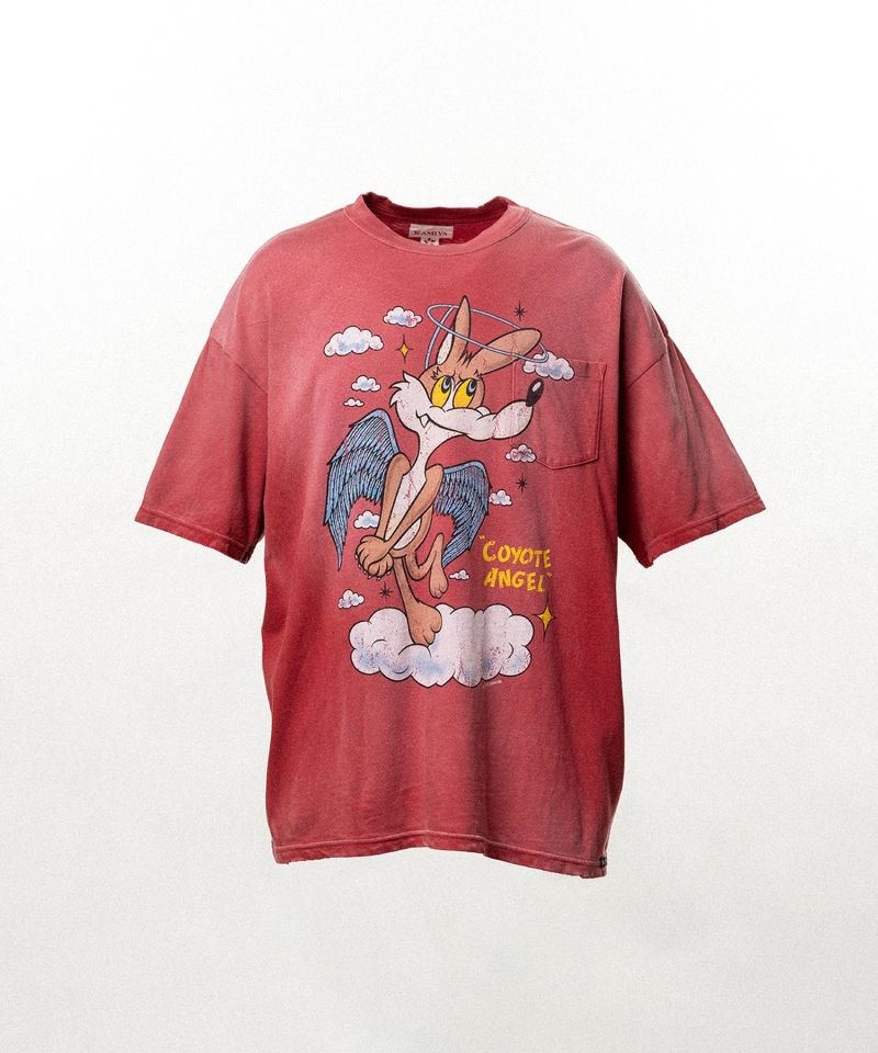 "COYOTE ANGEL" Distressed Pocket T-shirt
