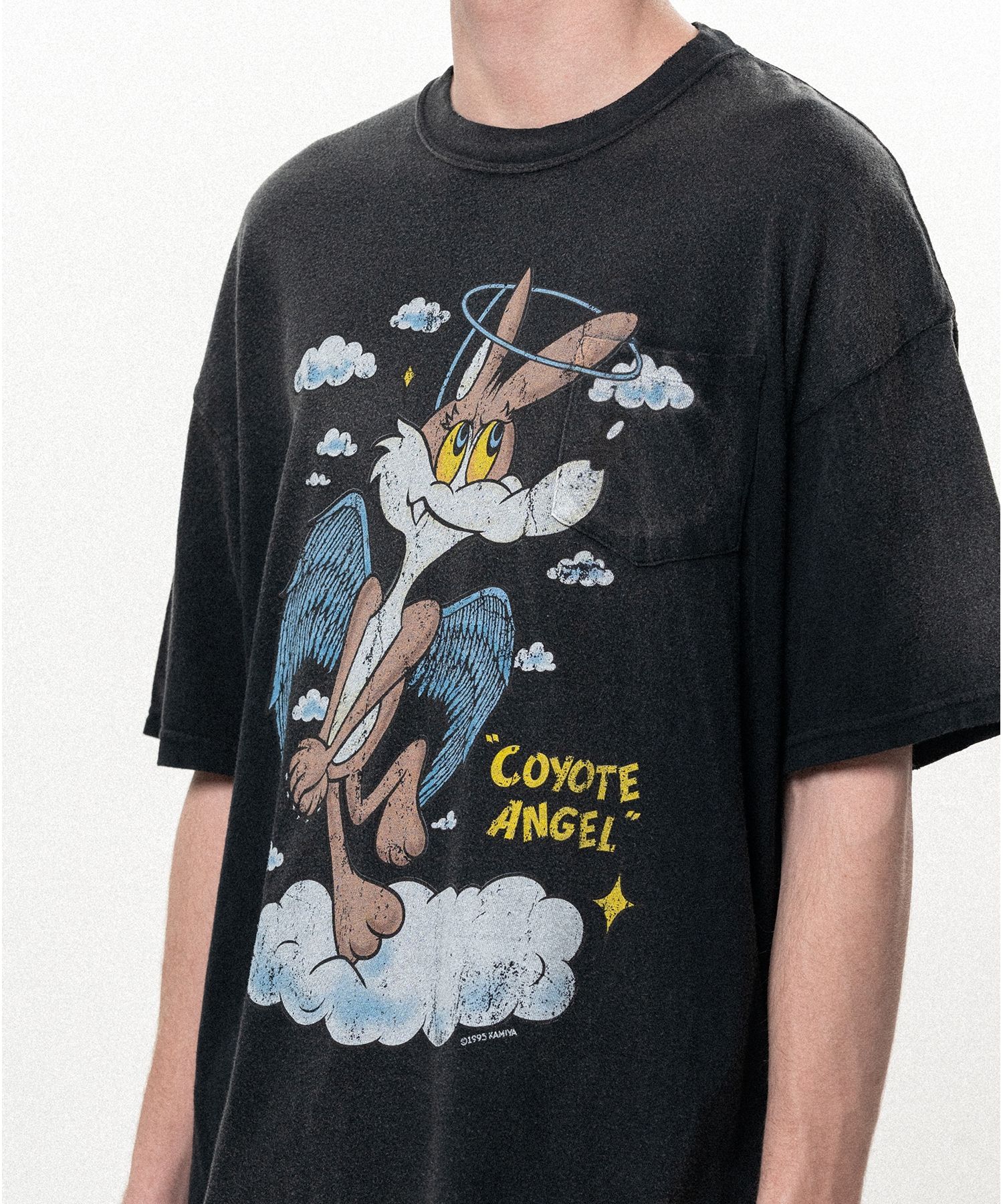 "COYOTE ANGEL" Distressed Pocket T-shirt