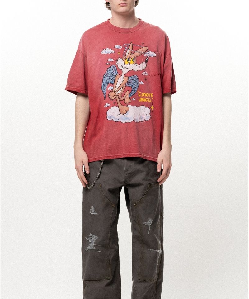 "COYOTE ANGEL" Distressed Pocket T-shirt