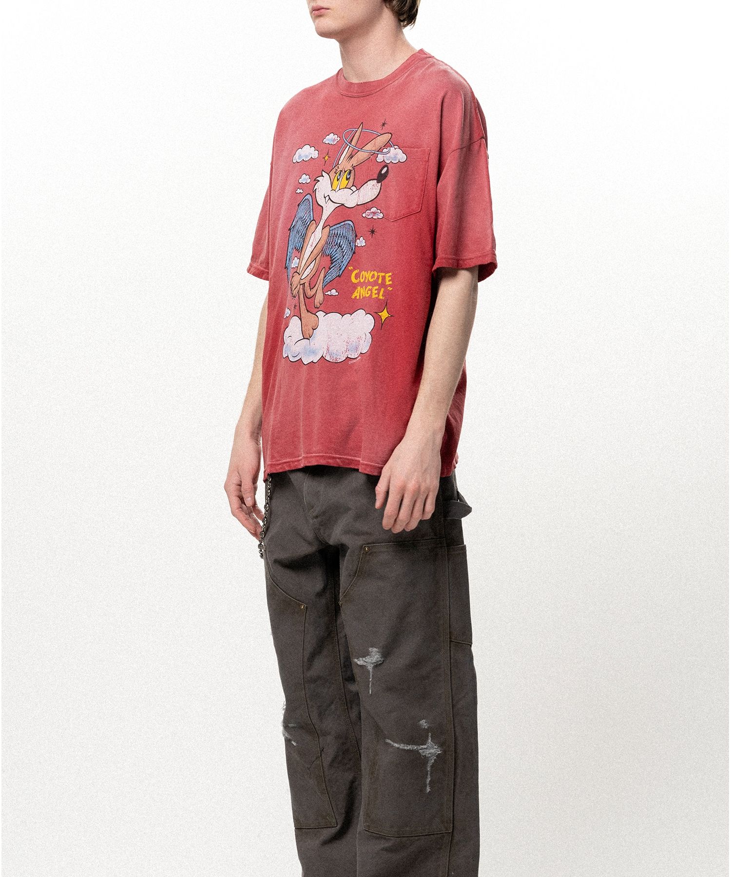 "COYOTE ANGEL" Distressed Pocket T-shirt
