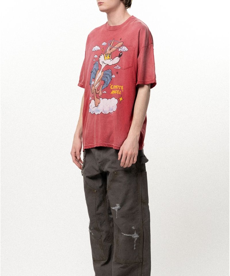 "COYOTE ANGEL" Distressed Pocket T-shirt
