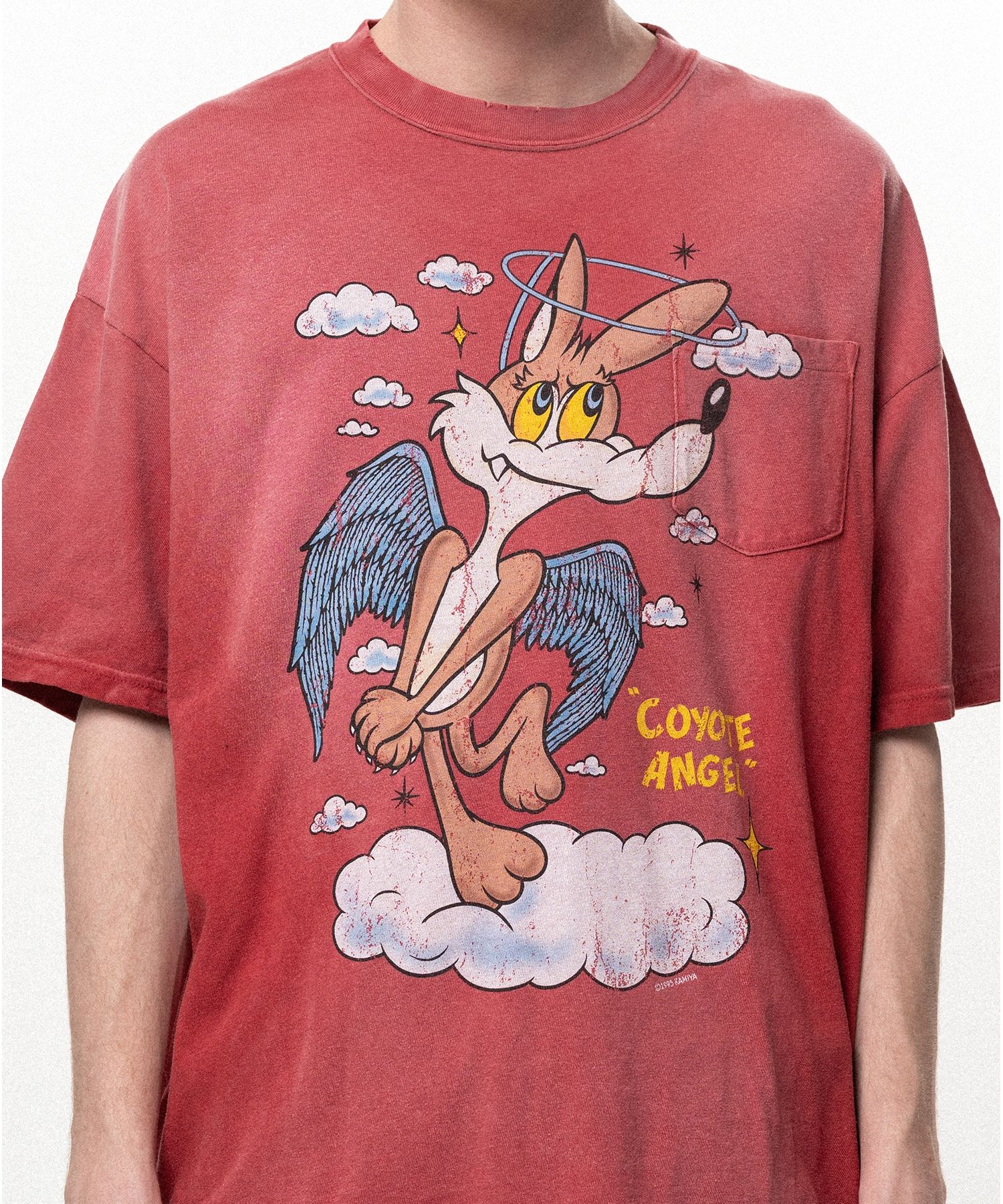 "COYOTE ANGEL" Distressed Pocket T-shirt