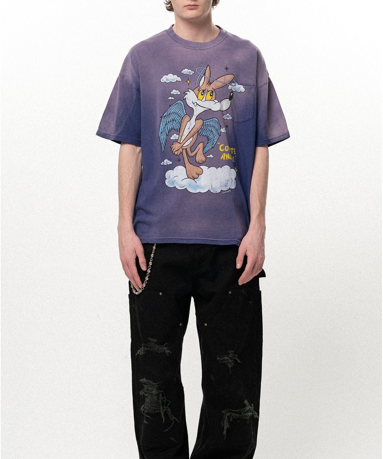 "COYOTE ANGEL" Distressed Pocket T-shirt