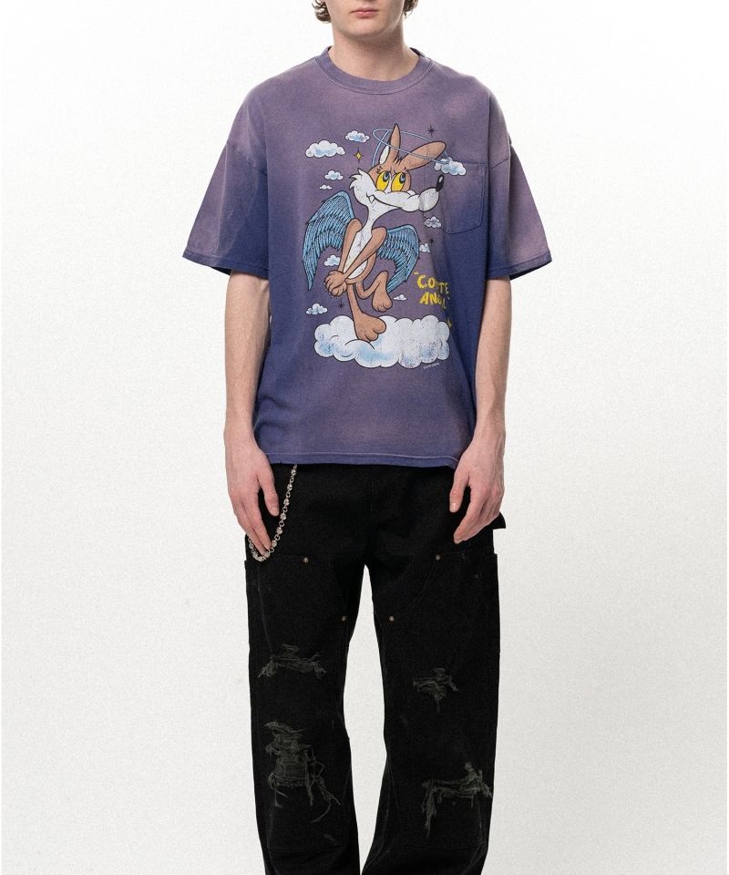 "COYOTE ANGEL" Distressed Pocket T-shirt