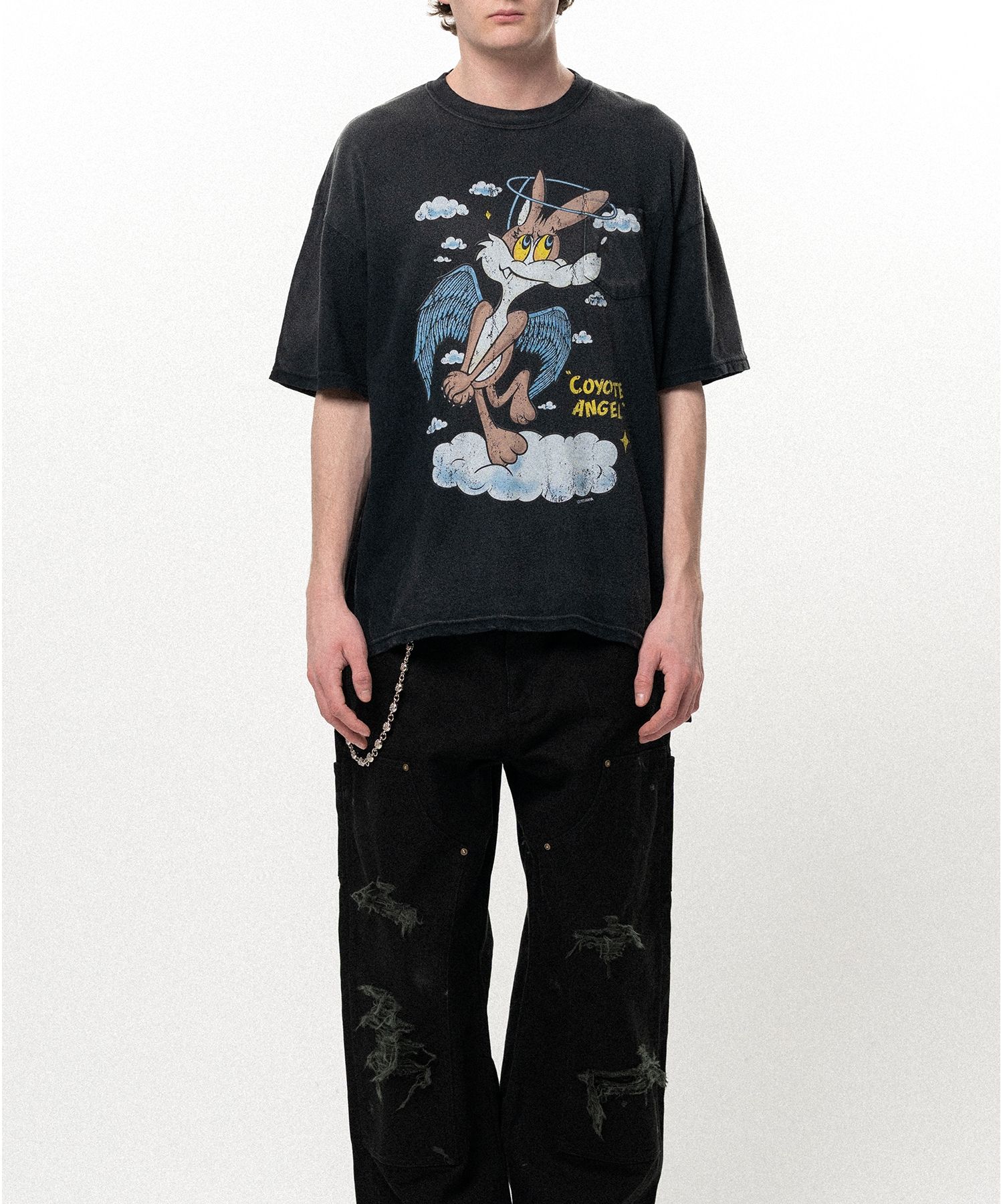 "COYOTE ANGEL" Distressed Pocket T-shirt