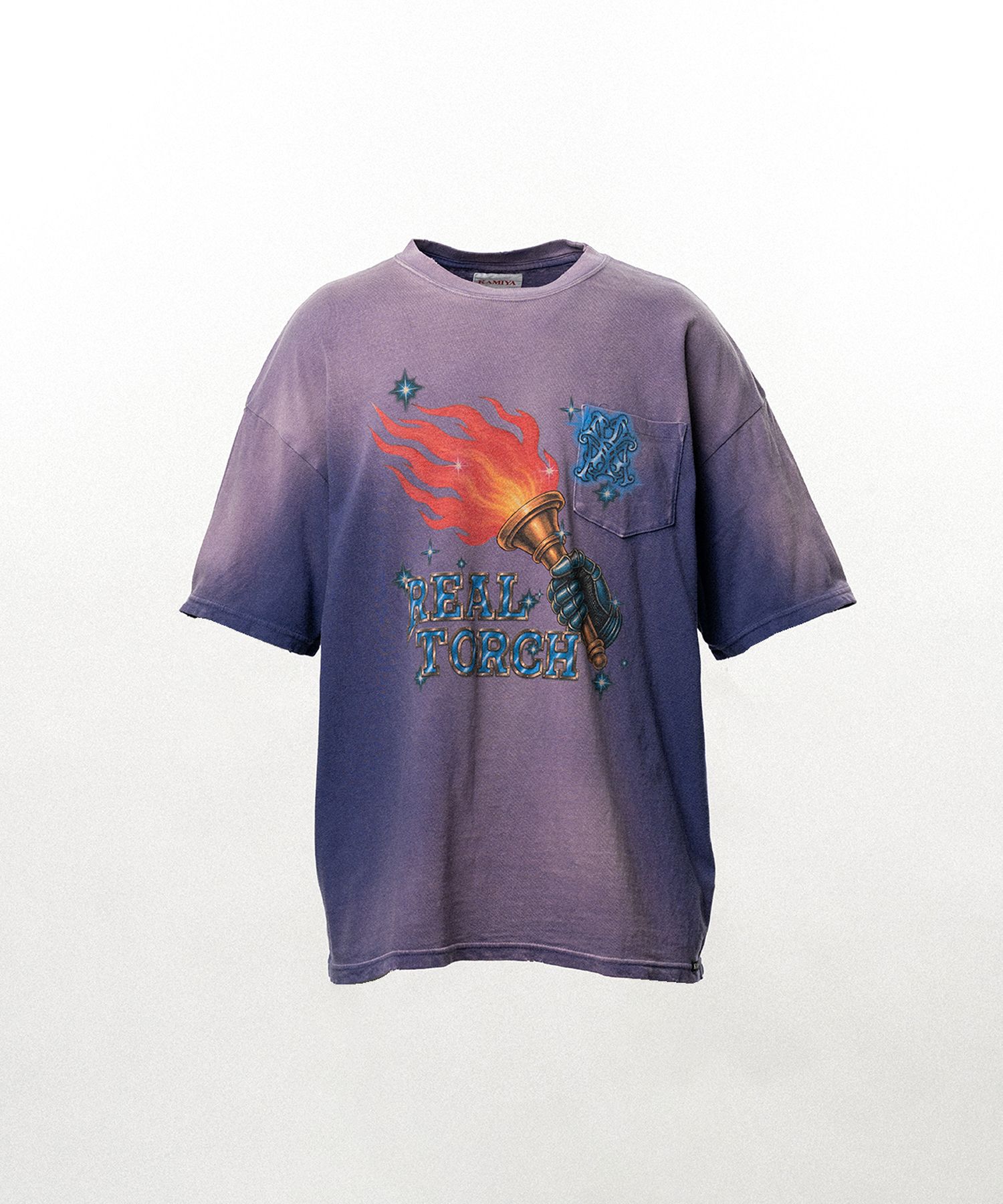 "REAL TORCH" Distressed Pocket T-shirt