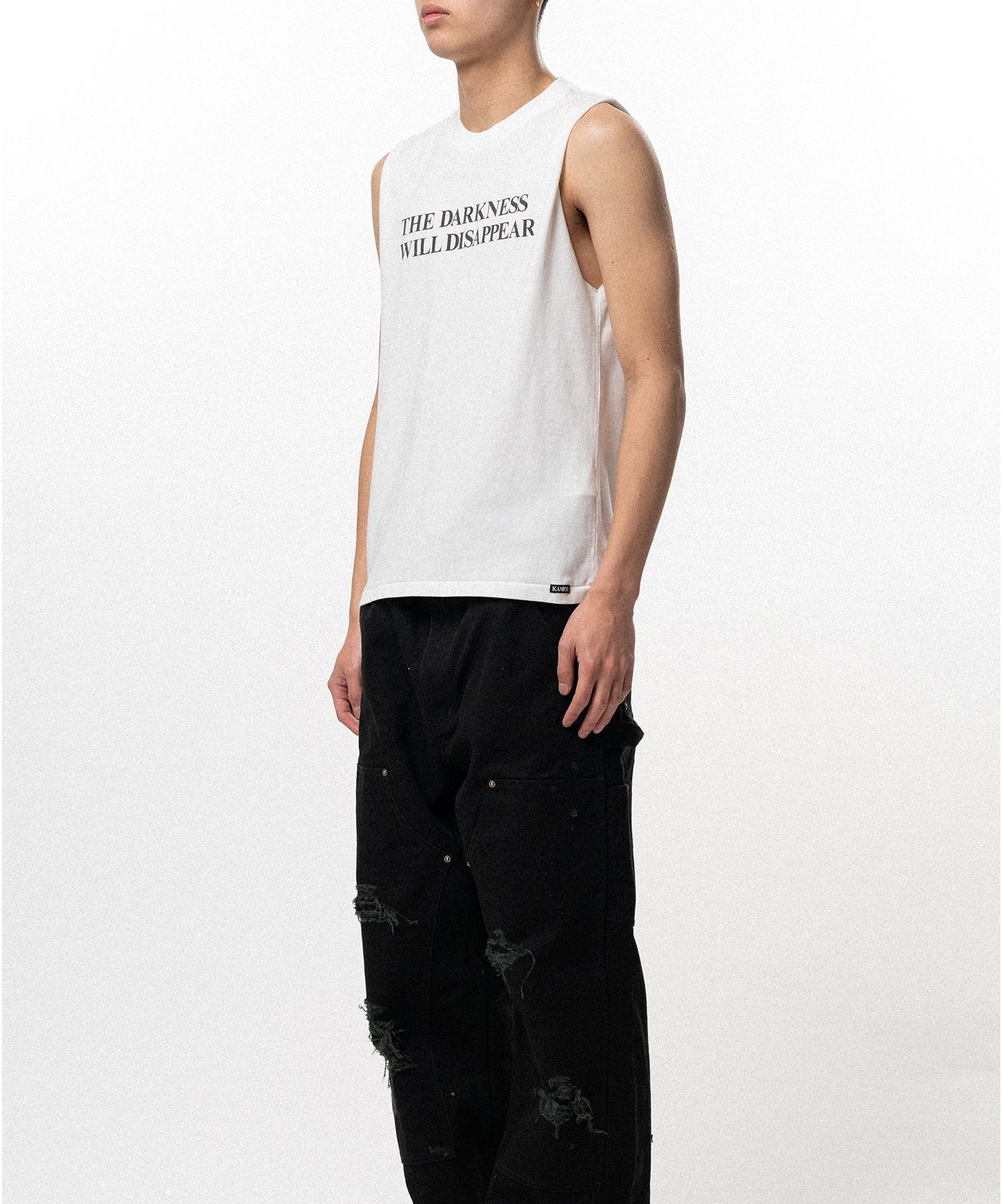 Typography Print Sleeveless T-shirt