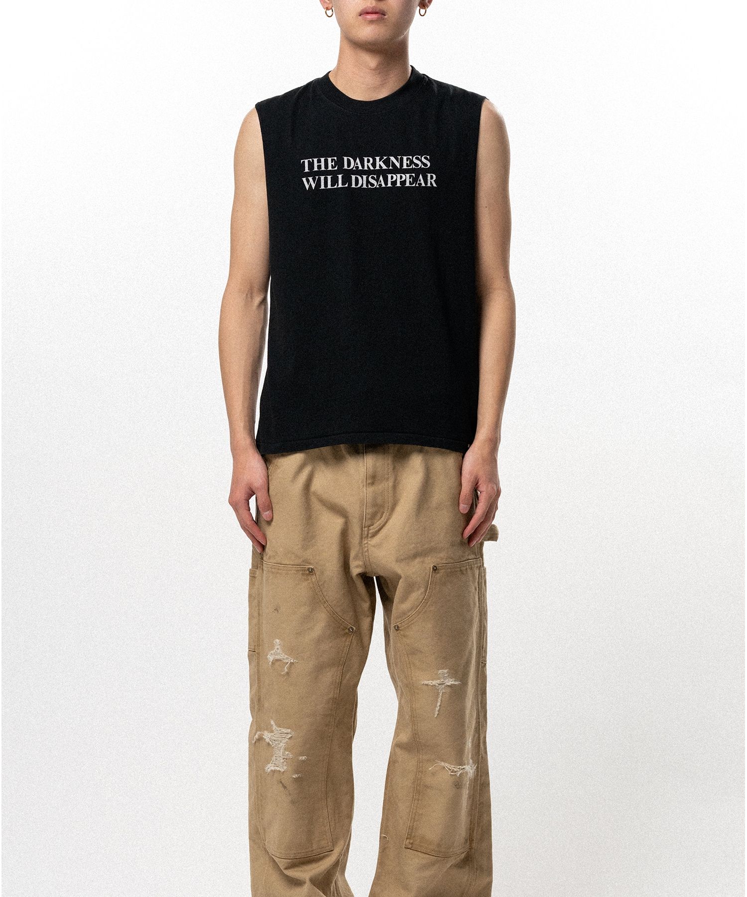 Typography Print Sleeveless T-shirt