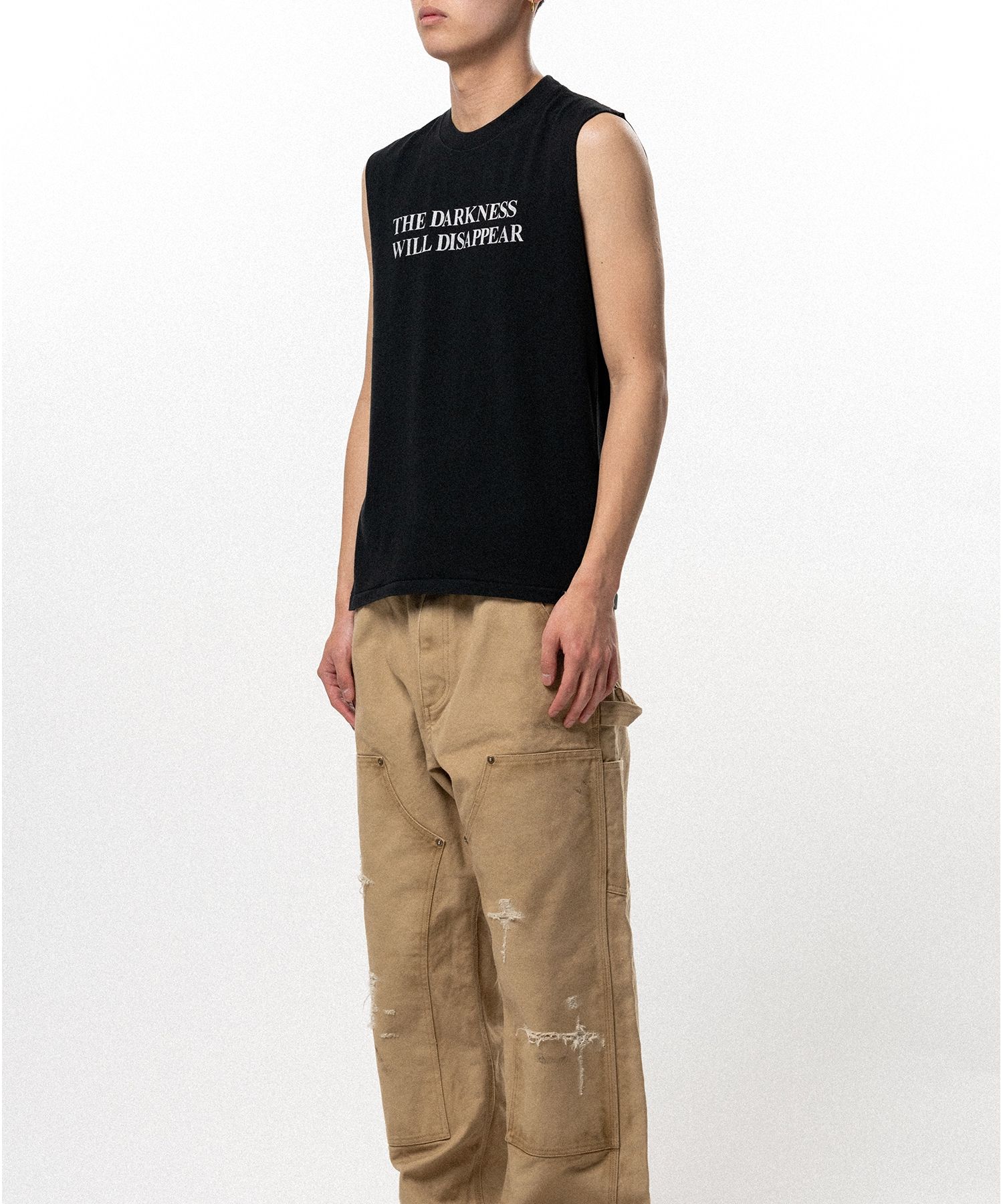 Typography Print Sleeveless T-shirt