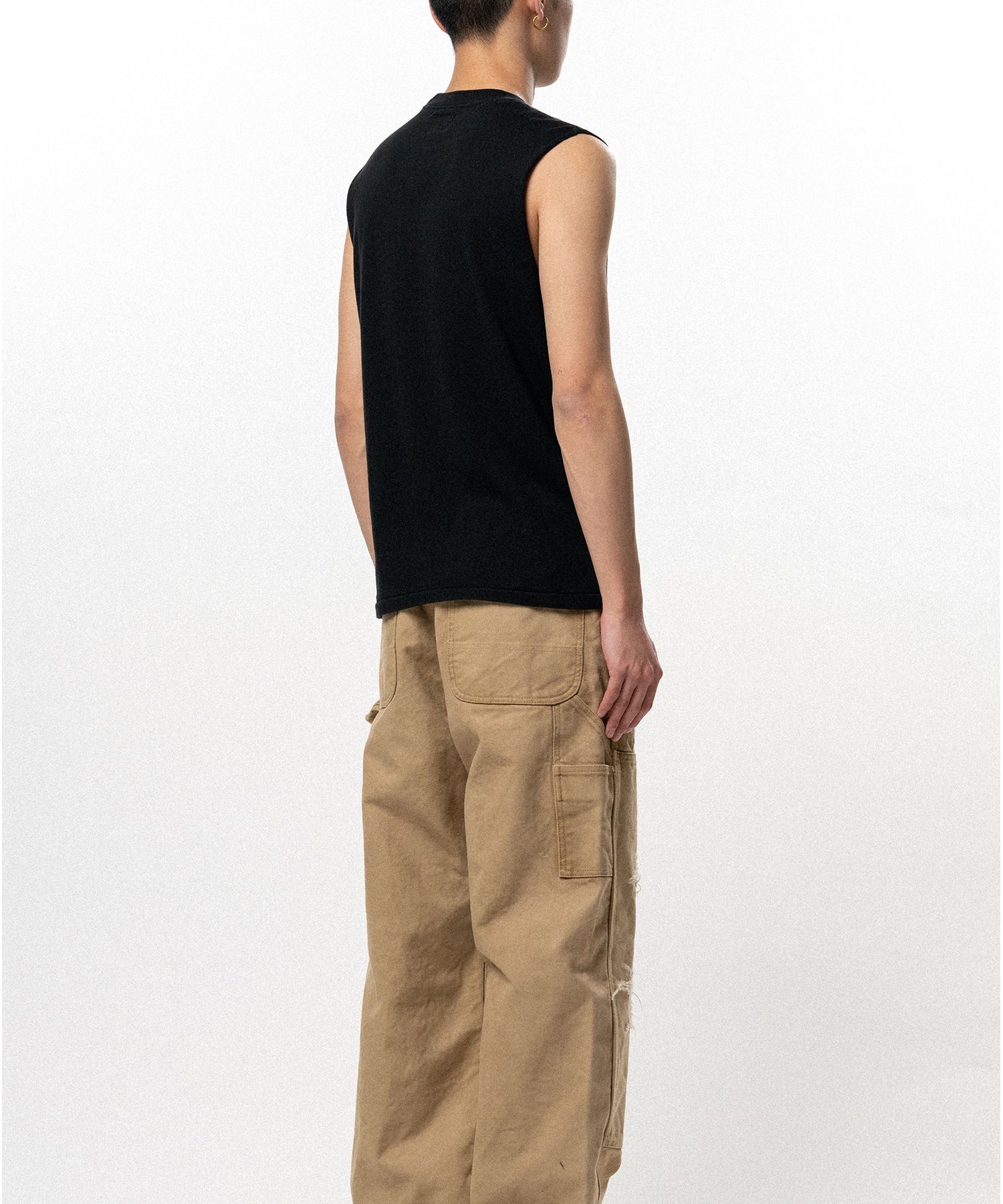 Typography Print Sleeveless T-shirt