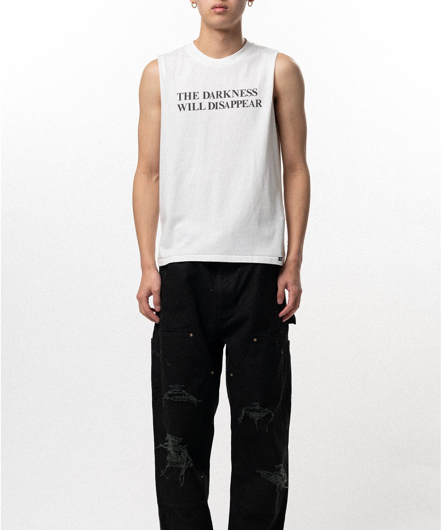 Typography Print Sleeveless T-shirt
