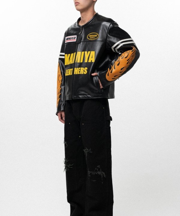 "VANSON Leathers × KAMIYA" Leather Biker Jacket