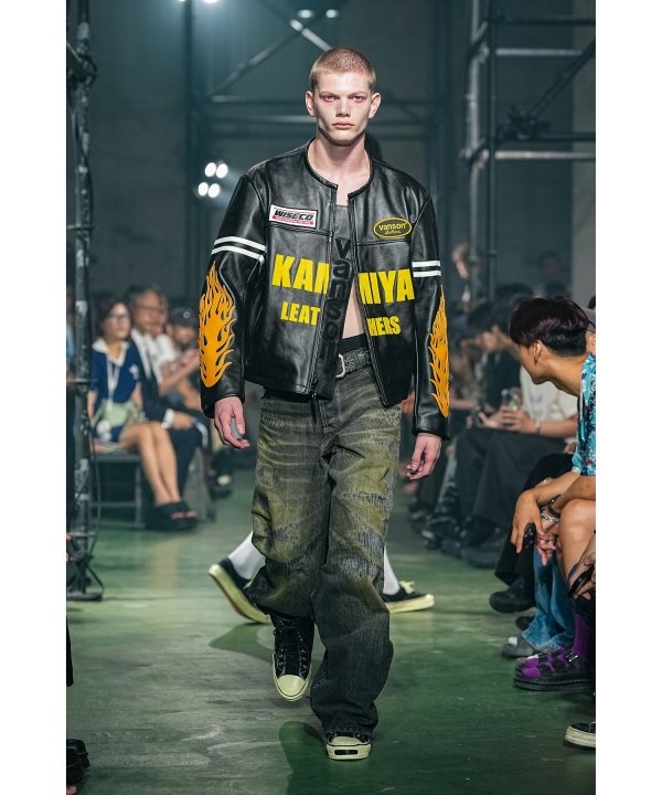 "VANSON Leathers × KAMIYA" Leather Biker Jacket