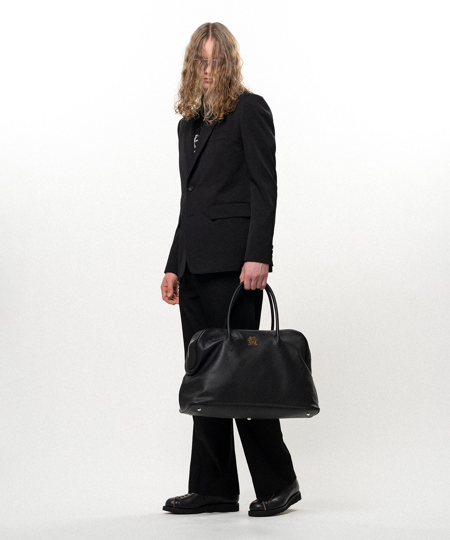 "KMY" Leather Duffle Bag