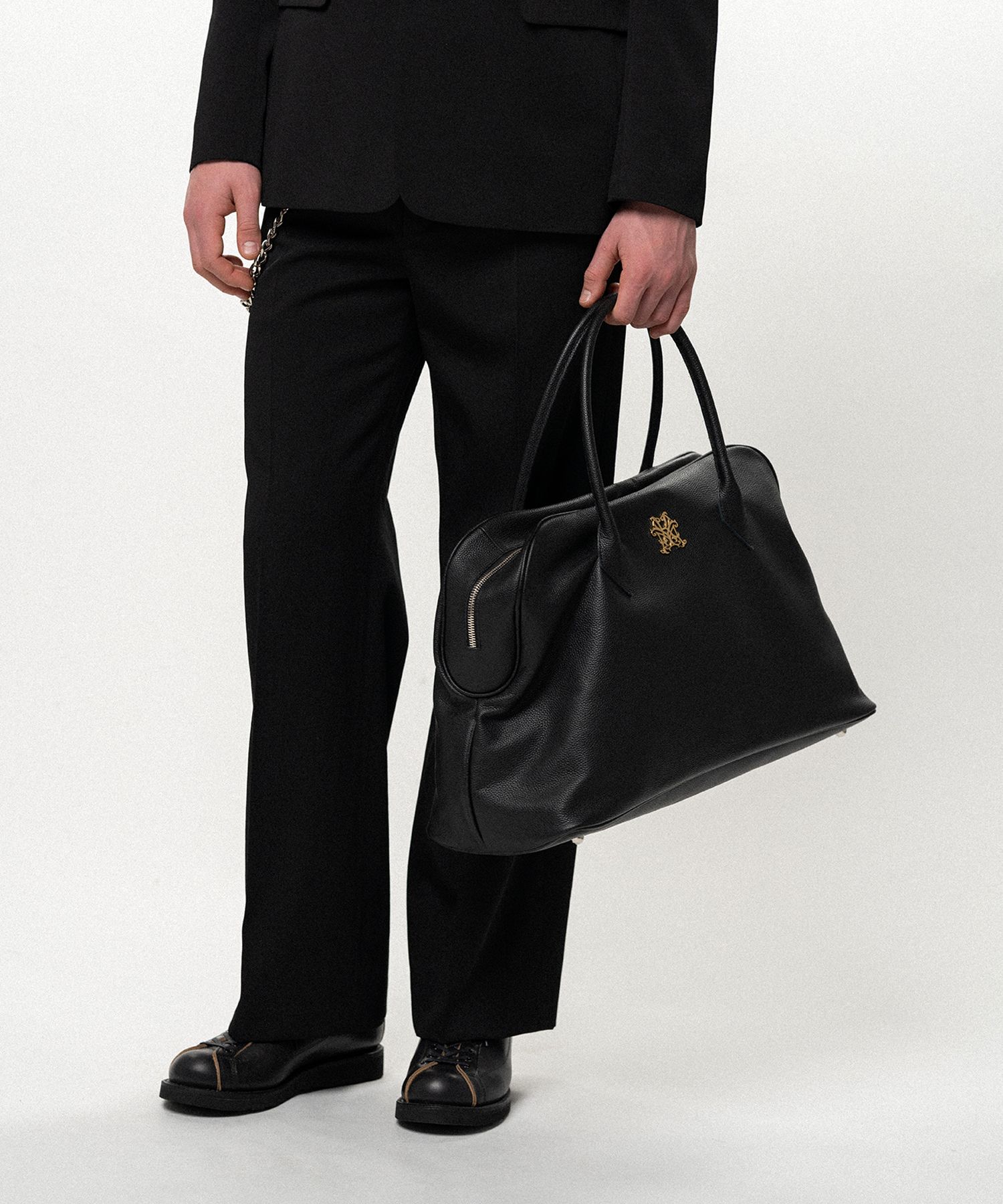 "KMY" Leather Duffle Bag