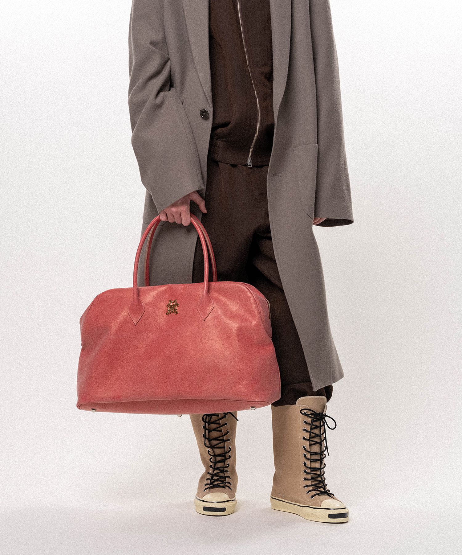 "KMY" Leather Duffle Bag