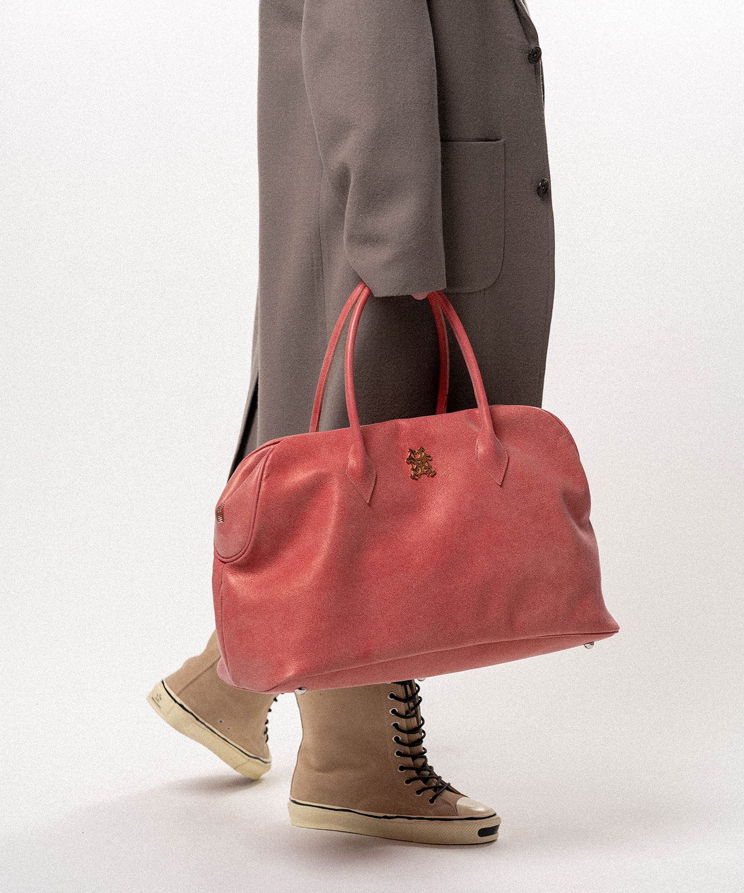 "KMY" Leather Duffle Bag