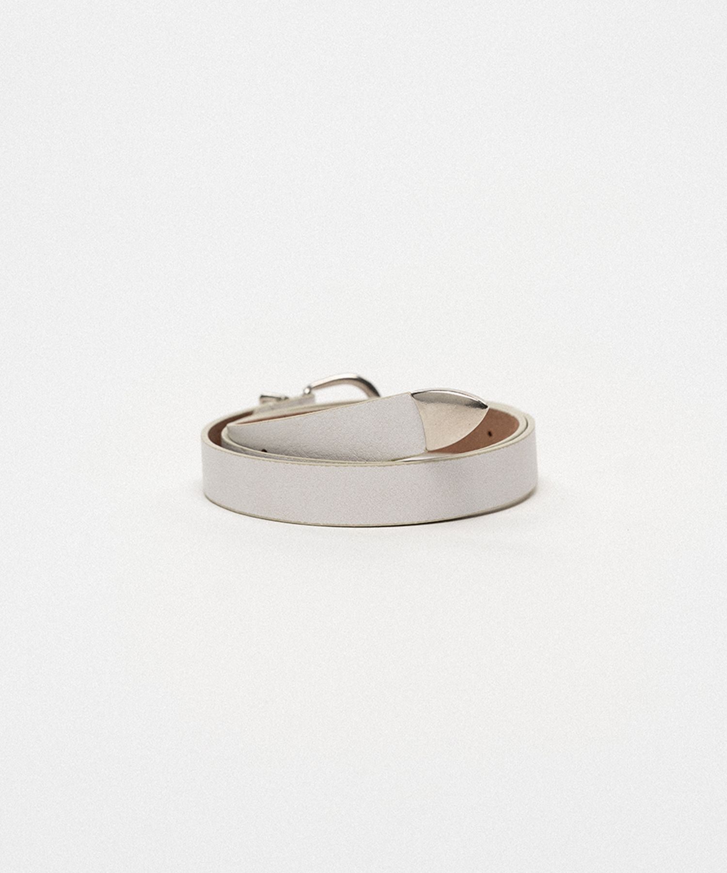 Metal-Tipped Narrow Leather Belt