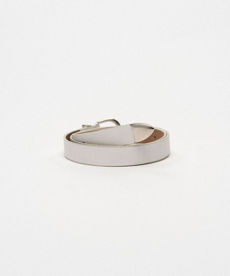 Metal-Tipped Narrow Leather Belt