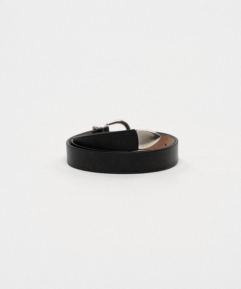 Metal-Tipped Narrow Leather Belt