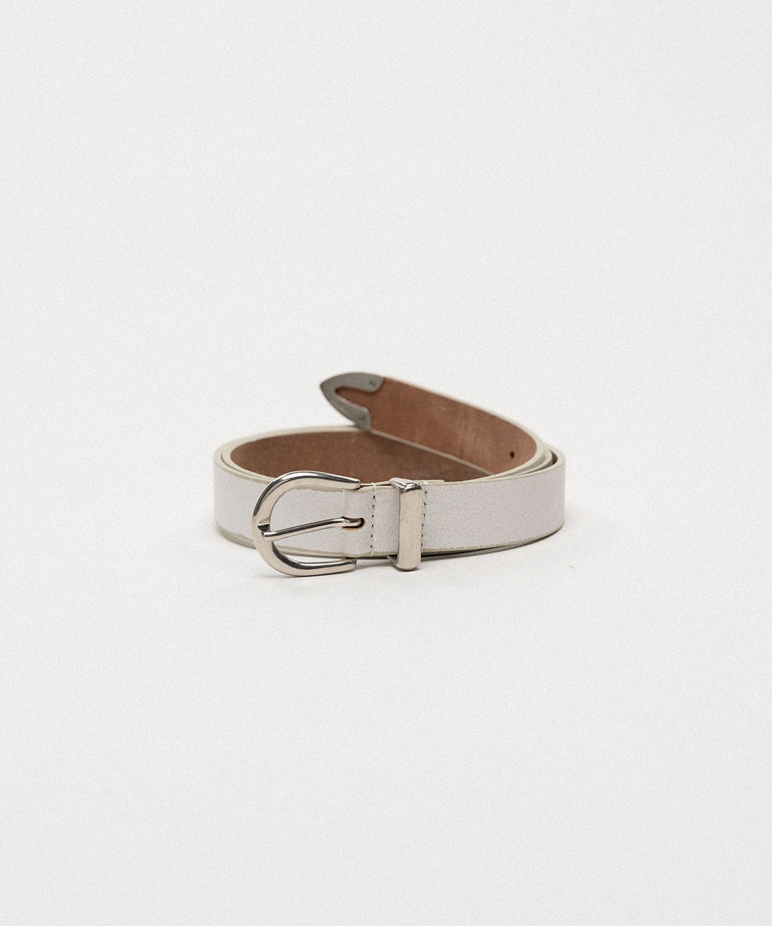 Metal-Tipped Narrow Leather Belt