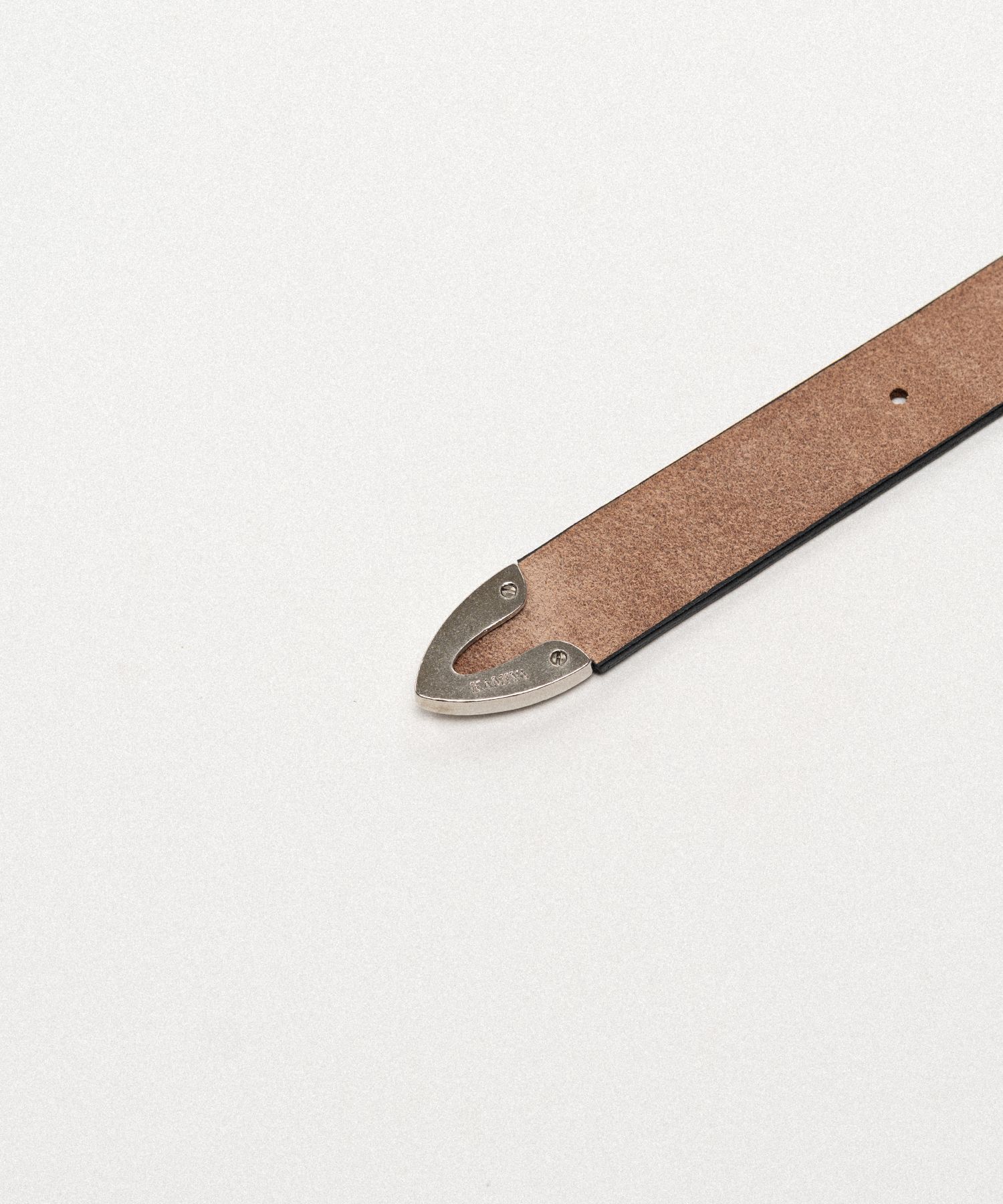 Metal-Tipped Narrow Leather Belt