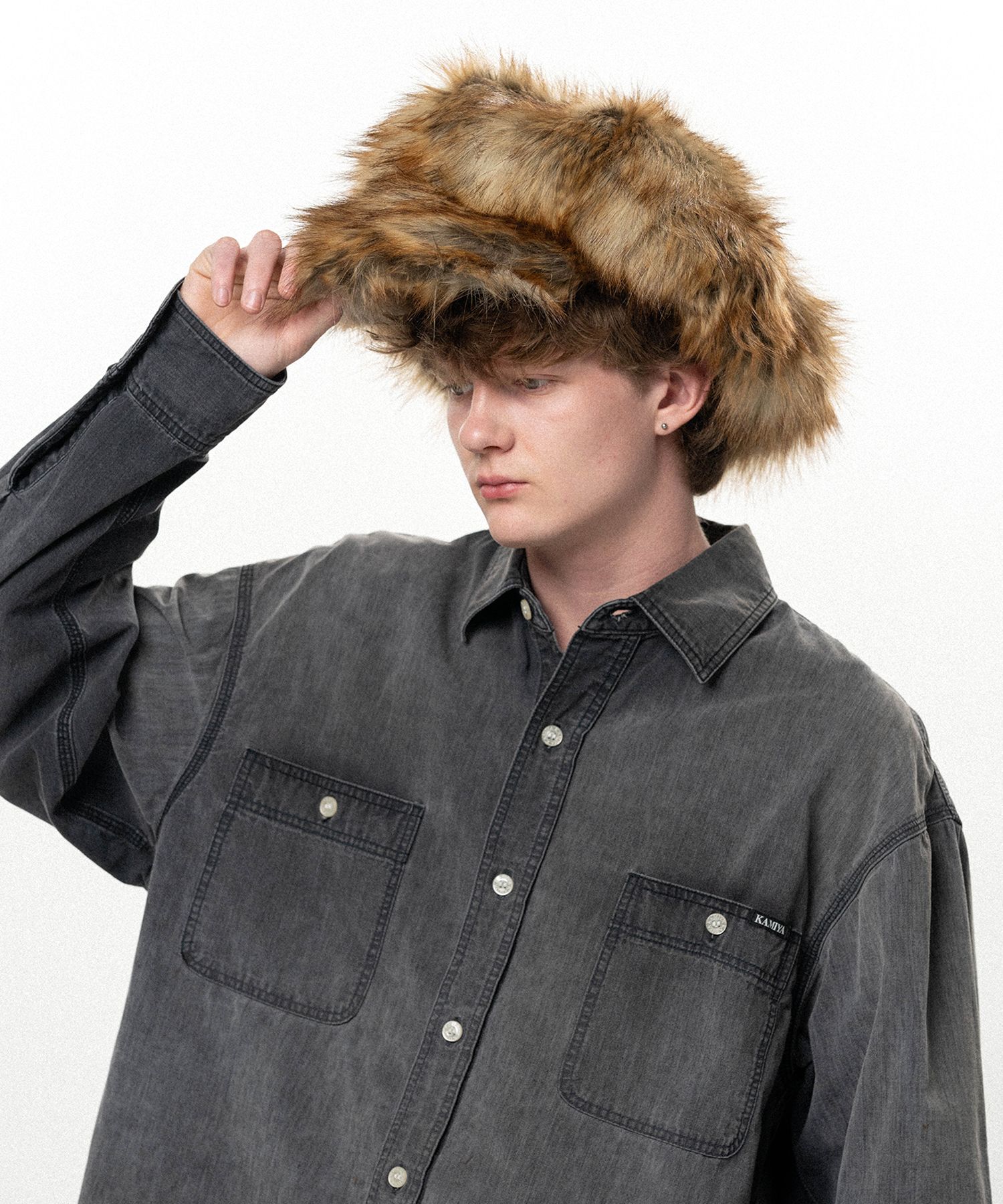 Faux Fur Newsboy cap