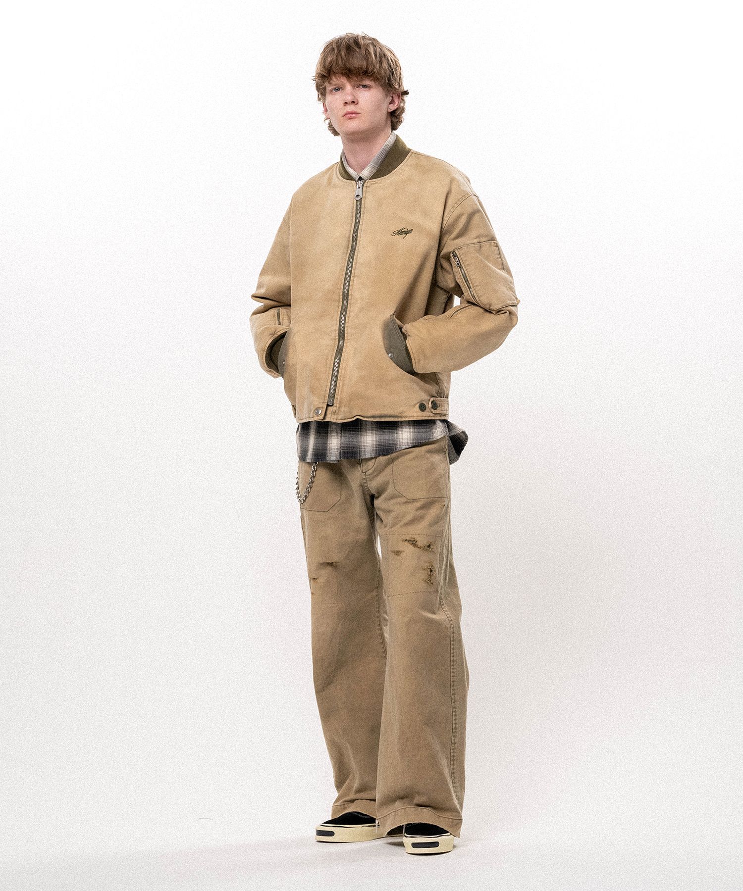 Embroidered Sun Faded Like Flight Jacket
