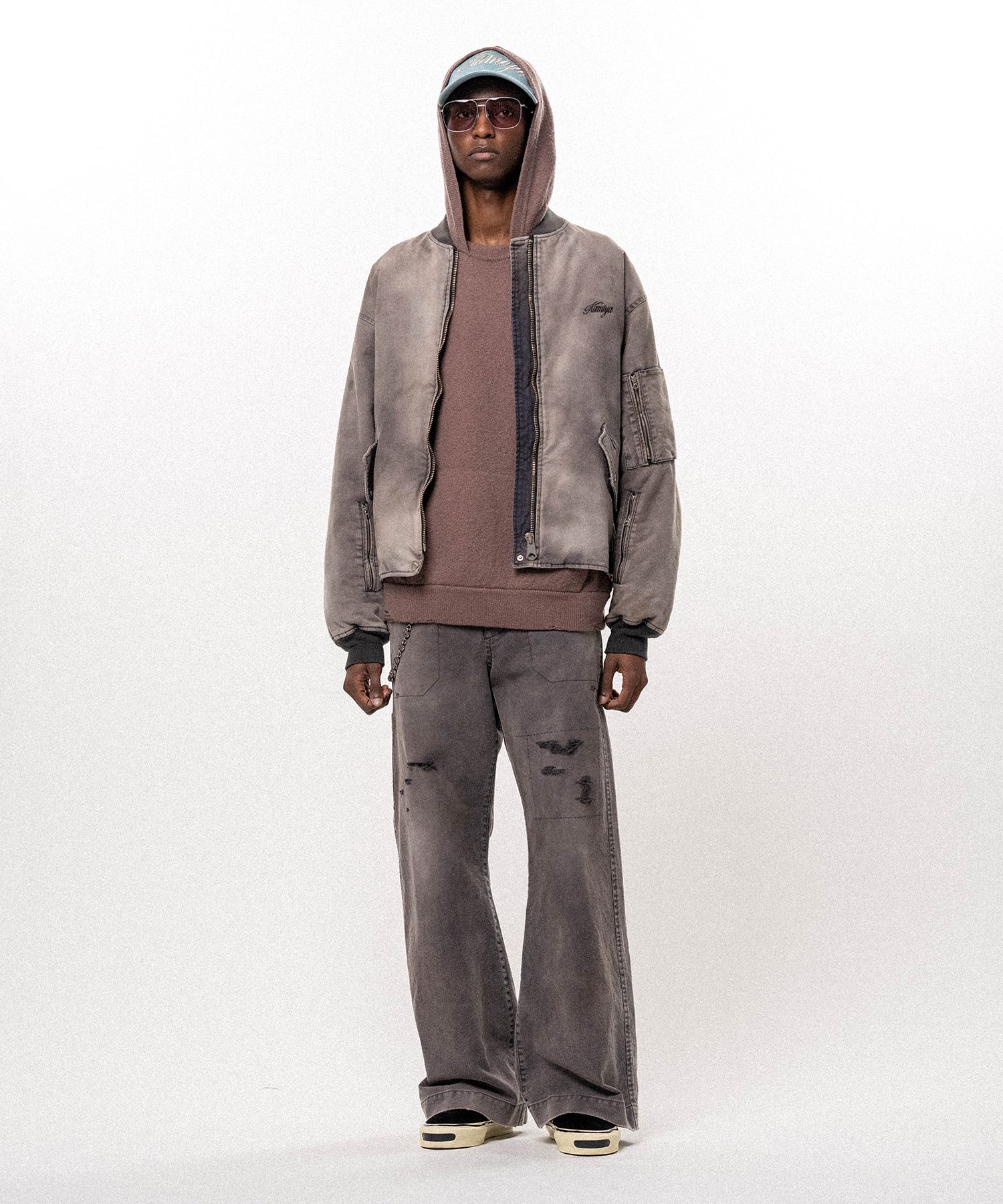 Embroidered Sun Faded Like Flight Jacket